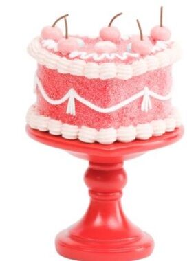 🆕- SWEET TREATS GINGERBREAD HEART ❤️ CAKE ON A RED PEDESTAL